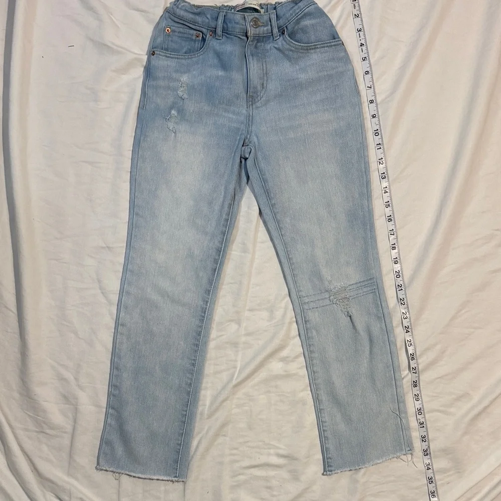 Levi Strauss Distressed Straight Leg Jeans Heritage High-Rise Girls 14 Reg